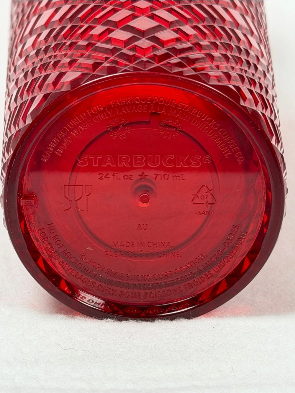 Starbucks 24 oz Tumbler Ruby Red Studded Cold Cup